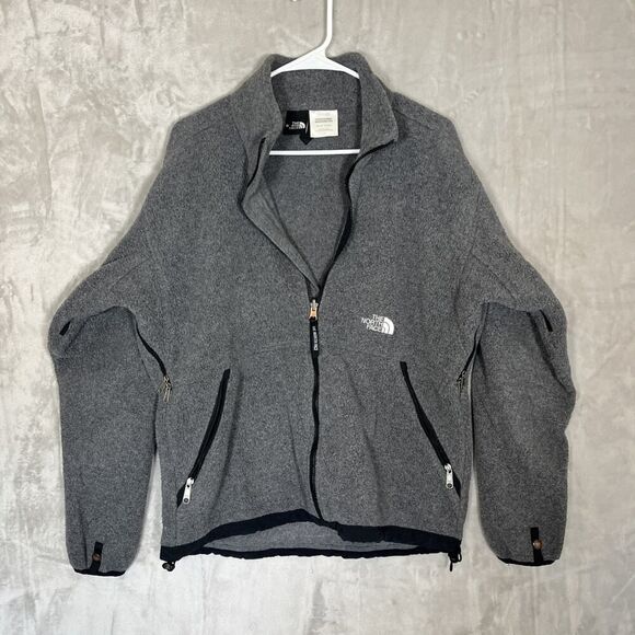The NORTH FACE Vintage Mens Sz M Gray Fleece Pullover Sweater Jacket USA MADE - Picture 1 of 9